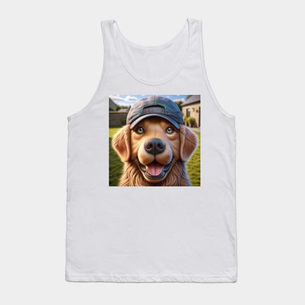 Dog with Baseball Cap Tank Top by unrealartwork